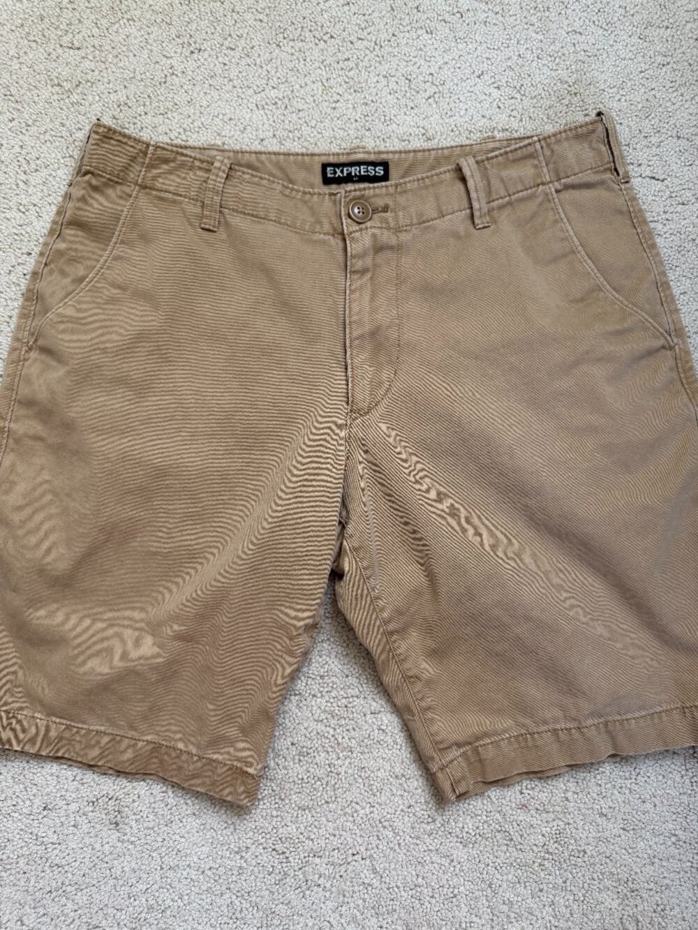Express Men’s Khaki Chino Shorts Size 31 Tan Casual 100% Cotton